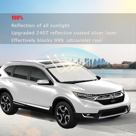 Honda CR-V CRV 2017-2024 Sun Shade Sunshade Windshield Cover, 4-Layer Foldable 240T Sunshade Cover Protector Block UV Custom Fit CR-V SUV, LX, EX, EX-L, EX-L Navi