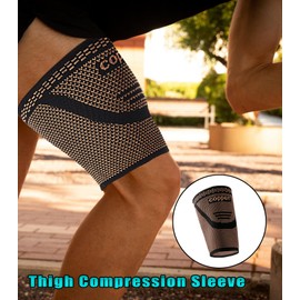 FVVWVV 1 Pair Thigh Compression Sleeve, Hamstring Compression Sleeve for Men and Women, Anti-Slip Upper Leg Sleeves for Recovery, Running, Sports and Workout