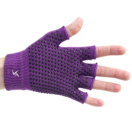 ProsourceFit Grippy Yoga Gloves, Hand Grips with Firm Fingerless Design, One Size Fits All for Women and Men, Purple