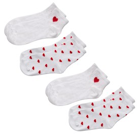 4 Pairs Heart Socks Valentines Day Socks Heart Print Cute Above Ankle Socks Women Aesthetic Socks Soft Novelty Knit Comfortable Warm Ankle Socks Breathable Christmas Birthday Gifts for Women