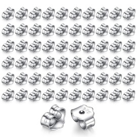 Pack of 60 Stud Earrings, Flat Clasp, 925 Silver, Nickel-Free, Hypoallergenic, Girls' Earring Backs, Post Closure, Counter-Stud Earring Stopper, Butterfly Clasp (30 Pairs, Silver)