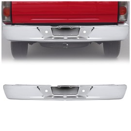 KUAFU Rear Bumper Face Bar Compatible with 2005-2011 Dodge Ram Dakota Mitsubishi Raider Applications Replacement For 55077653AE CH1102363 w/Step Pad and Lights Steel Chrome