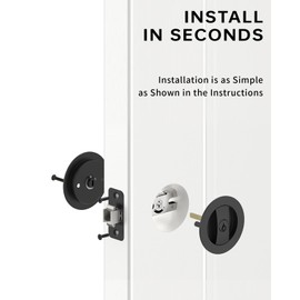 Asidrama 2 Pack Matte Black Entry Pocket Door Lock Round Pocket Door Hardware with Key