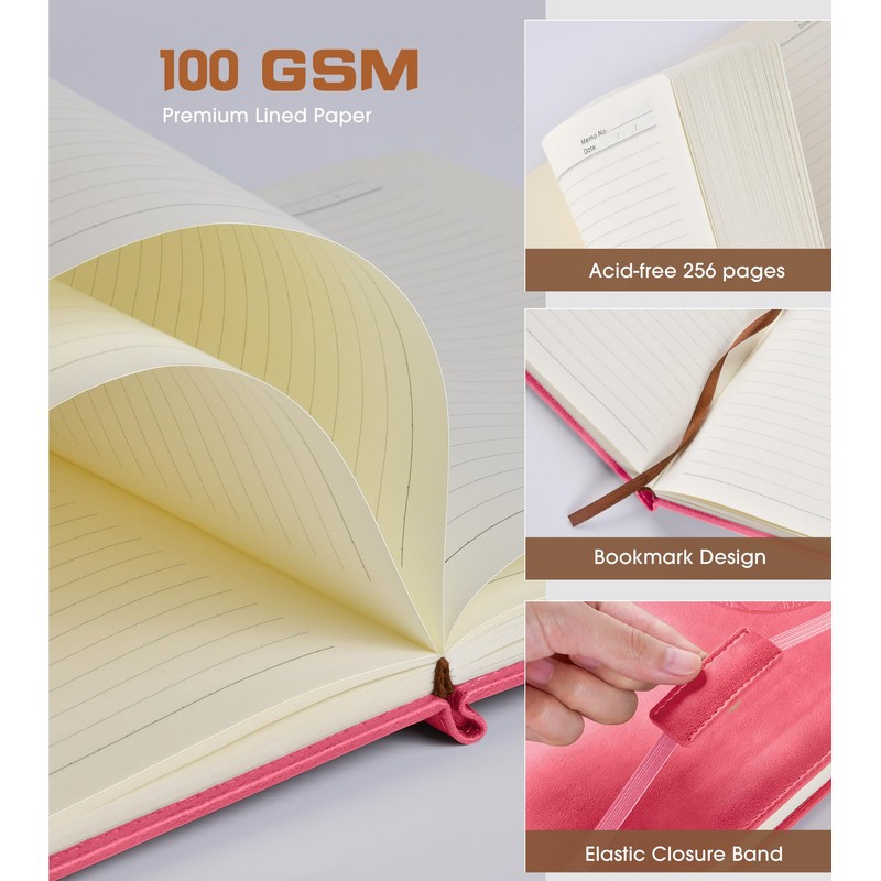 Biuwory Lined Journal Notebook for Women Men,256 Pages B5 Large