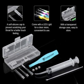 Tonsil Stone Remover Kit with Oral Rinse Tonsil Stone Removal Kit Tool or Ear Cleaner Earwax Removal Tool with 4 Tips Tonsillolith Pick Case and 1 Irrigator Fresh Breath Oral Rinse