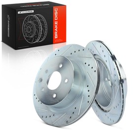 A-Premium - Rotores de freno de disco perforados y ranurados traseros de 12.11 pulgadas (307.59 mm) compatibles con modelos seleccionados Nissan e Infiniti - Maxima/370Z 09-19, 350Z, QX50, Q40, G25