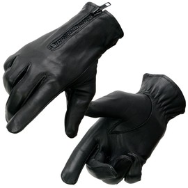 Milwaukee Leather SH226D Men's Black Unlined Leather Lightweight Motorcycle Hand Gloves W/Wrist Zipper Closure (Black, Large)