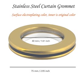 Stainless Steel Curtain Grommets Eyelet Rings Round Metal Rings Metal Curtain Eyelet Inner Diameter 1-9/16 inch Roman Ring Grommet Curtains Set of 32 (32, Golden)