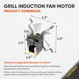 Upgraded Grill Induction Fan Kit by Canamax – High Temperature Resistant Combustion Fan Replacement, Compatible with Traeger, Pit Boss, Camp Chef, Z Grills & More Wood Pellet Grills