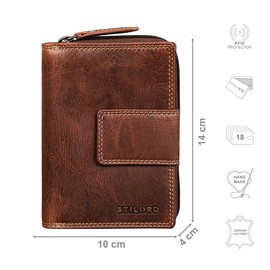 STILORD 'Monnie' Elegant Womens Leather Purse - NFC & RFID Blocking Purse Large Wallet for Women with Many Compartments 18 Cards - Ladies Zip Wallet in Gift Box, Colour:Salerno - Brown