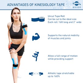 Kinesiology Tape Uncut | 1 Beige Roll of Athletic Sports Tape | 16ft Length and 2'' Width | Waterproof • Skin-Friendly • Elastic | Ideal for Sports | axion