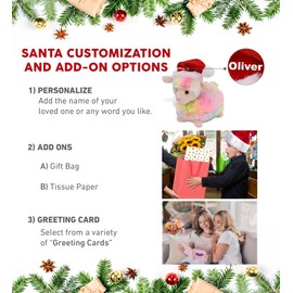 DolliBu Santa Rainbow Sheep Stuffed Animal Plush Toy - Super Soft Wild Animal Dress Up with Red Santa Claus Hat, Wildlife Gift, Perfect Holiday with Name Personalization - 7 Inches