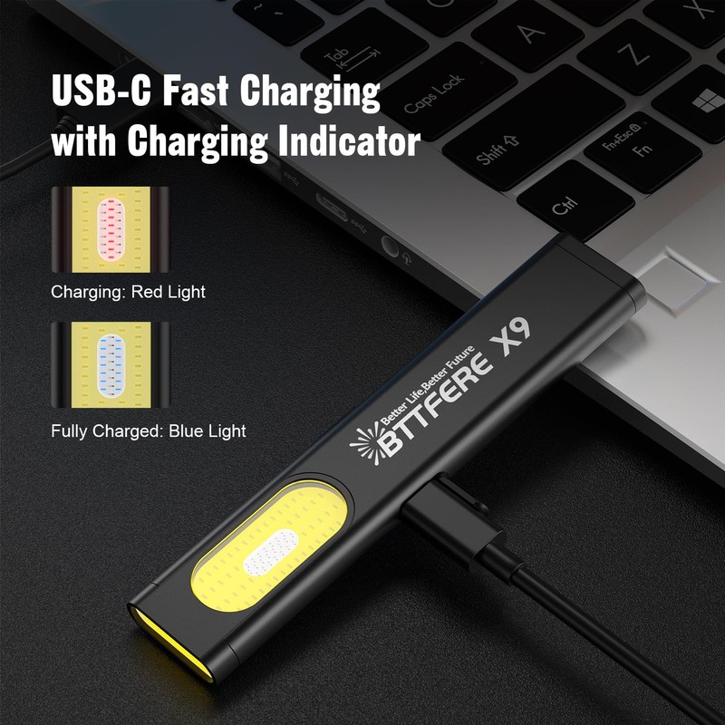 Bttfere 2 Pack Pocket Flashlight EDC Clip Light with Magnetic