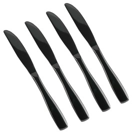 Teyyvn 16-Piece Mirror Finish Black Stainless Steel Dinner Knives, Cutlery Dinner Knife