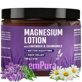 EMPURA Magnesium Lotion with Lavender & Chamomile – Fast Absorbing Magnesium Cream for Relaxation & Muscle Relief, Hand Leg or Foot Lotion, Self Care Gifts for Women, Relaxing Gifts For Women (4oz)