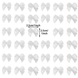 WHQXFDZ 160 Pieces Mini White Craft Satin Ribbon Bows Christmas Bows for Wedding Birthday Christmas Tree Crafts Home Decoration DIY Making(White)