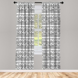 Ambesonne - Cortinas tribales prehistóricas aztecas con triángulos de círculos, patrón tribal folklórico, tratamientos para ventanas, 2 paneles para decoración de sala de estar, dormitorio, 142 x 213 cm, color gris pálido