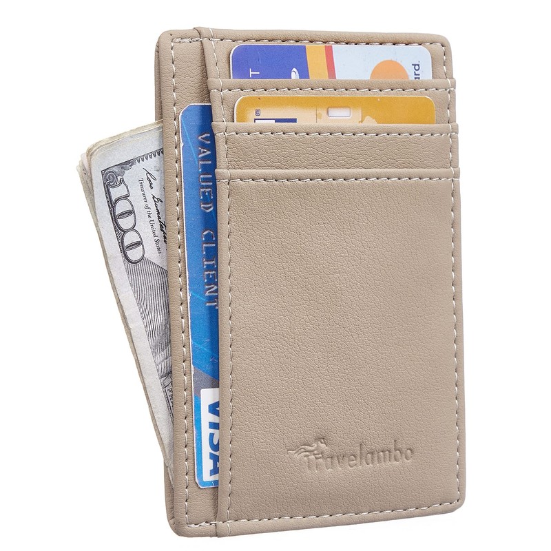 Travelambo Front Pocket Minimalist Leather Slim Wallet RFID Blocking Medium