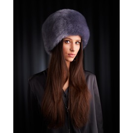 Futrzane Siberian Cossack Hat - Fur Hat Women's - Fur Fur Russian Hat, Steel Blue Siberian