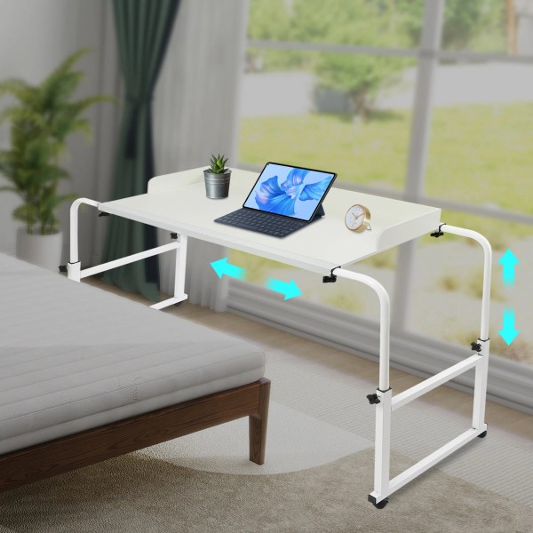 Unbranded Height Adjustable Overbed Table, Overbed Table with Wheels, Over