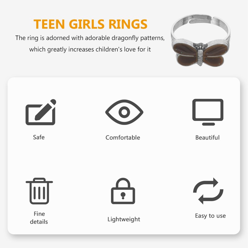 Mood Ring Kids Adjustable Ring Color Changing Mood Ring Dragonfly