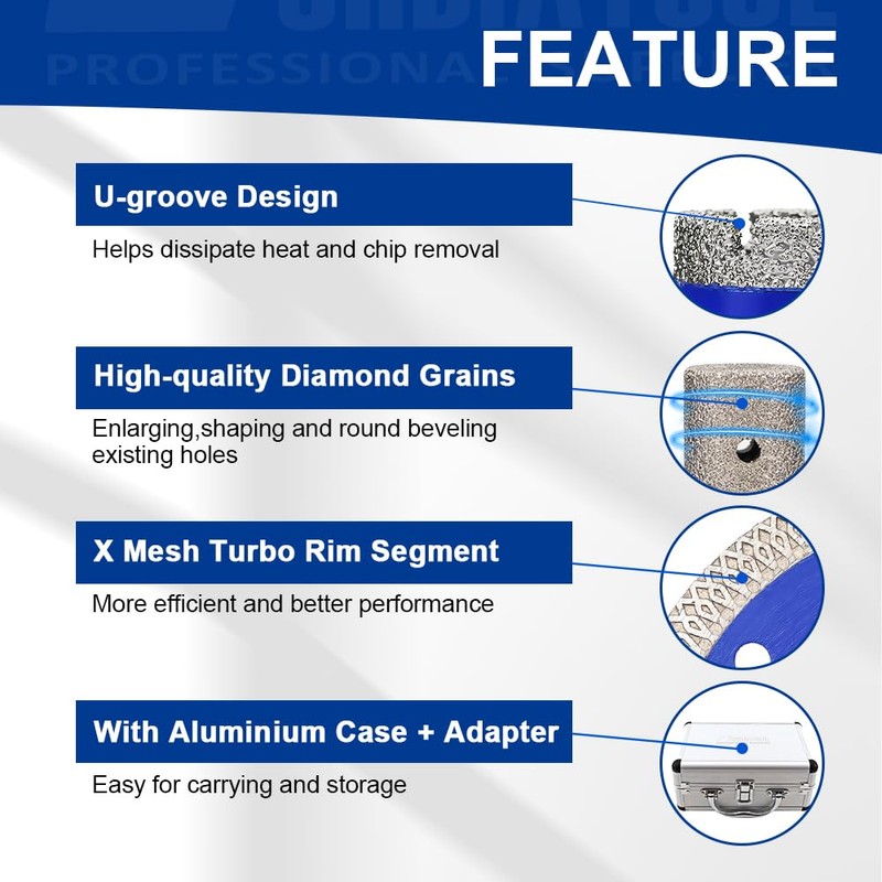 SHDIATOOL Diamond Drill Core Bits Set Milling Bits for Porcelain