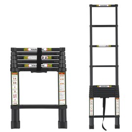 Telescopic Ladder, 6.5FT RIKADE Aluminum Telescoping Ladder with Non-Slip Feet, Portable Extension Ladder for Household and Outdoor Working, 330lb Capacity