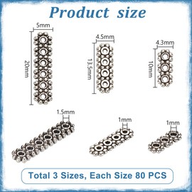 PH PandaHall Pack of 240 Spacers Antique Tibetan Strand Separator 3/4/6 Hole Spacer Multi Beach Link End Bar Find Necklace Connector for Layer Jewellery Hole 1-1.5 mm