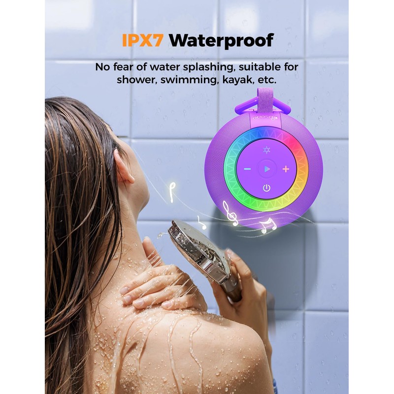dbsono Portable Bluetooth Speaker Shower Waterproof: IPX7 Loud Sound with