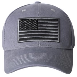 Aeonda 2 Pack American Flag Baseball Cap for Men Women USA Army Tactical Operator Military Plain Dad Hat (Grey and Dark Olive)