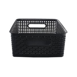 Advantus Plastic Weave Bins, Medium, Black, Pack of 2,40327
