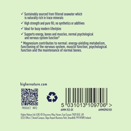 Higher Nature - Atlantic Marine Magnesium 300mg - Natural Source - True Food Formula - Magnesium Supplements - Natural Calm - Bone Support - Vegan - One Month Supply - 90 Capsules