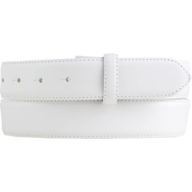 BELTINGER Interchangeable belt made of full cowhide leather with seam 3.5 cm without buckle, soft press stud belt for men and women, 35 mm, jeans belt with fine structure, White