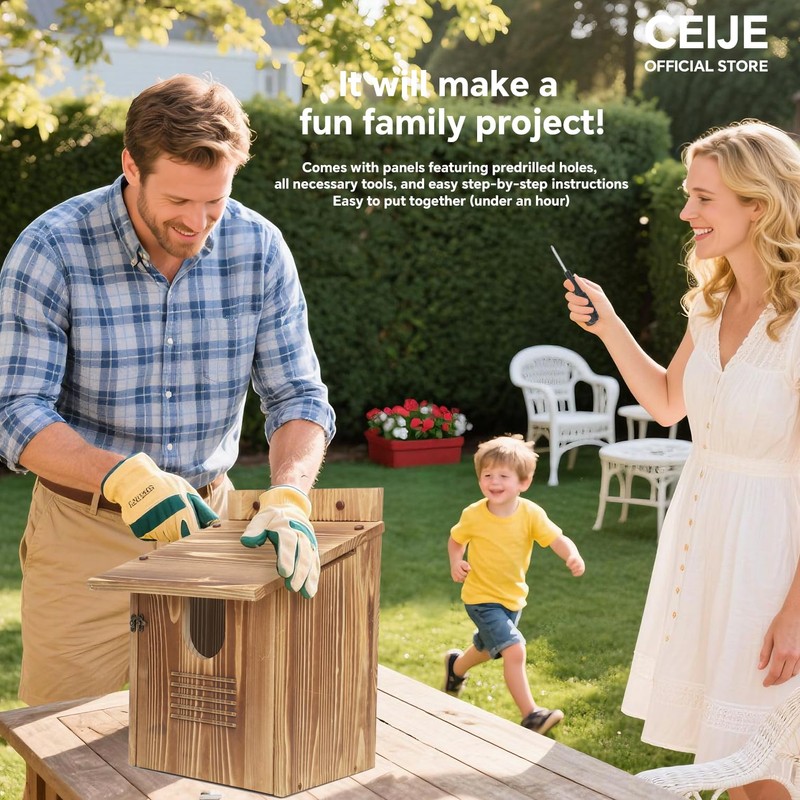 CEIJE Owl Houses for Outdoors, Large Barn Owl Nesting Box,