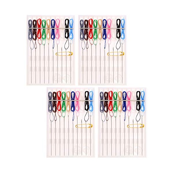 WXJ13 4 Boxes 40 Pieces Pre Threaded Needle Kit Ten