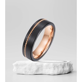 Truly Alpha Tungsten Rings for Men - 8mm Spinner Ring for Anxiety | Stress Relief Mens Rings Tungsten | Black Mens wedding band | Tungsten Wedding Band for Women Size 6