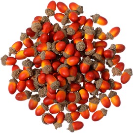 Pangda 60 Pack Thanksgiving Artificial Acorns Lifelike with Acorn Cap Simulation Small Acorn for DIY Crafting, Wedding, House Decor(Orange)
