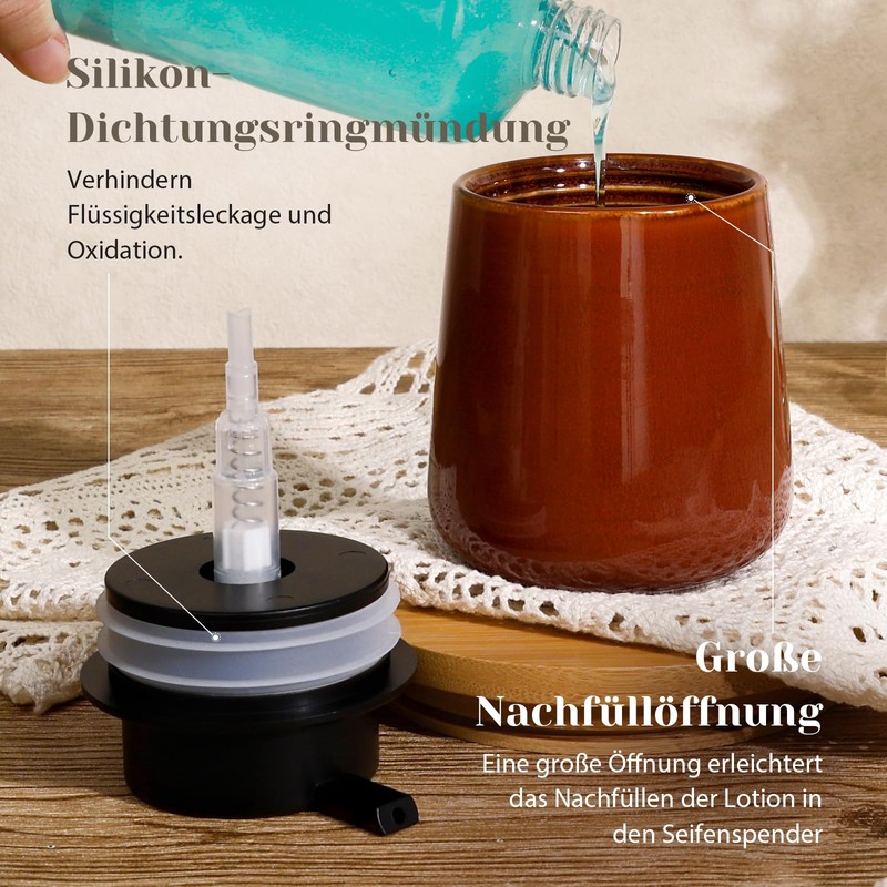 Autumnlife Ceramic Soap Dispenser - 12 oz Refillable Hand Lotion