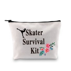 PXTIDY Skater Survival Kit Skating Cosmetics Bag Figure Skater Gift for Girl Women Ice Skate Makeup Zipper Pouch Skater Graduation Gift (Skater)