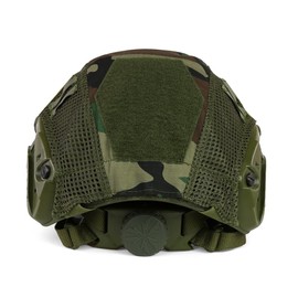 ATAIRSOFT Airsoft Tactical Helmet Cover for PJ/BJ/MH Type Fast Helmet with Back Bag (Woodland Camo)