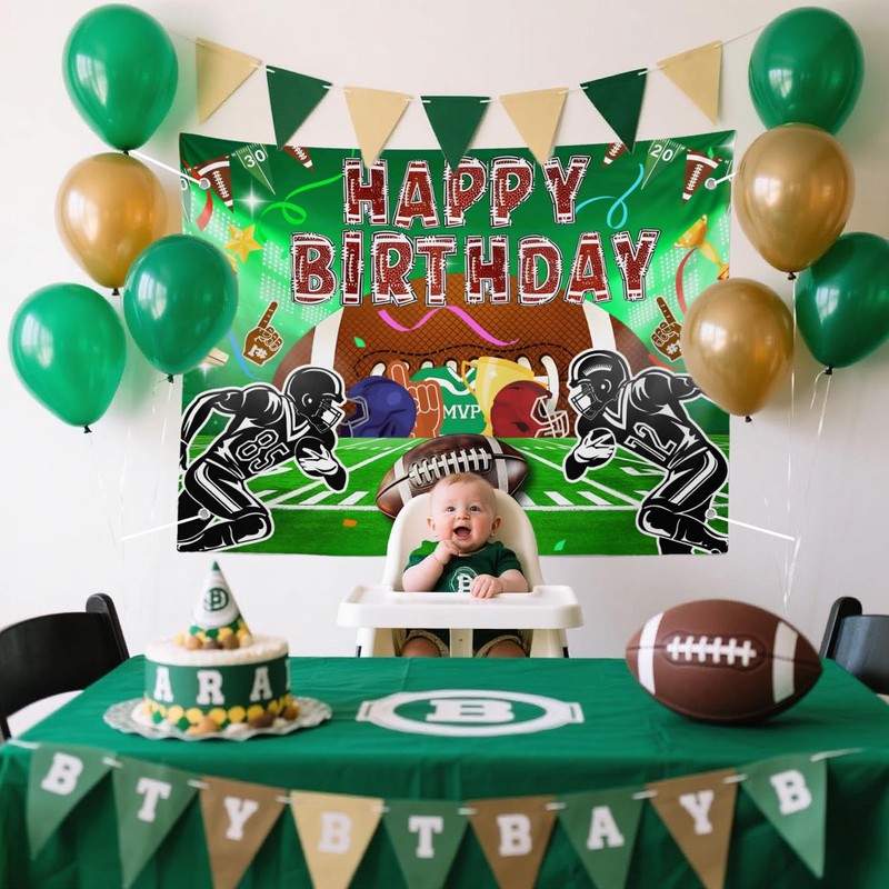 Football Happy Birthday Backdrop Banner