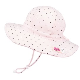 Foruhoo Girls' Sun Hats UV Protection, Adjustable Wide Brim Summer Hat for Baby, Dot Pink