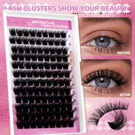 FADLASH Lash Cluster Eyelash Extensions 12-18mm Individual Cluster Lashes D Curl DIY Lash Extension Clusters 3D Effect Eyelash Clusters Volume (Y01-3D-Mix12-18)