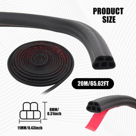 Weather Stripping Door Seal,65.6 Ft Car Door Seal Strip Double Layer Universal Self Adhesive Auto Door Seal Strip Soundproofing Weather Stripping,Weather Stripping