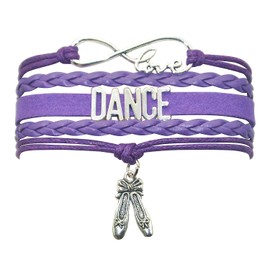 Vikitoriously Dance Bracelet Dancing Infinity love Belly Ballroom Just Dance Charm Bracelet For Adult Dancer, Dance Mom, Dance Teacher, Dance Lovers (Purple)