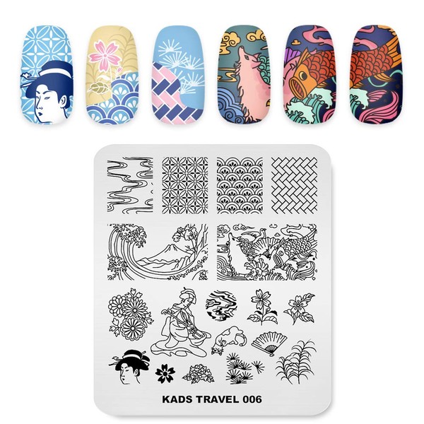 KADS Nail Stamping Plate Travel Japan Nail Art Stencil DIY Image Stencil Manicure Stamping Plate Tools
