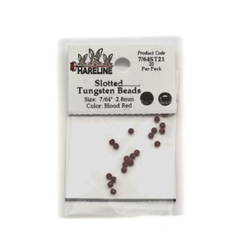 Hareline Slotted Tungsten Beads #21 7/64'' (2.78mm) Blood Red