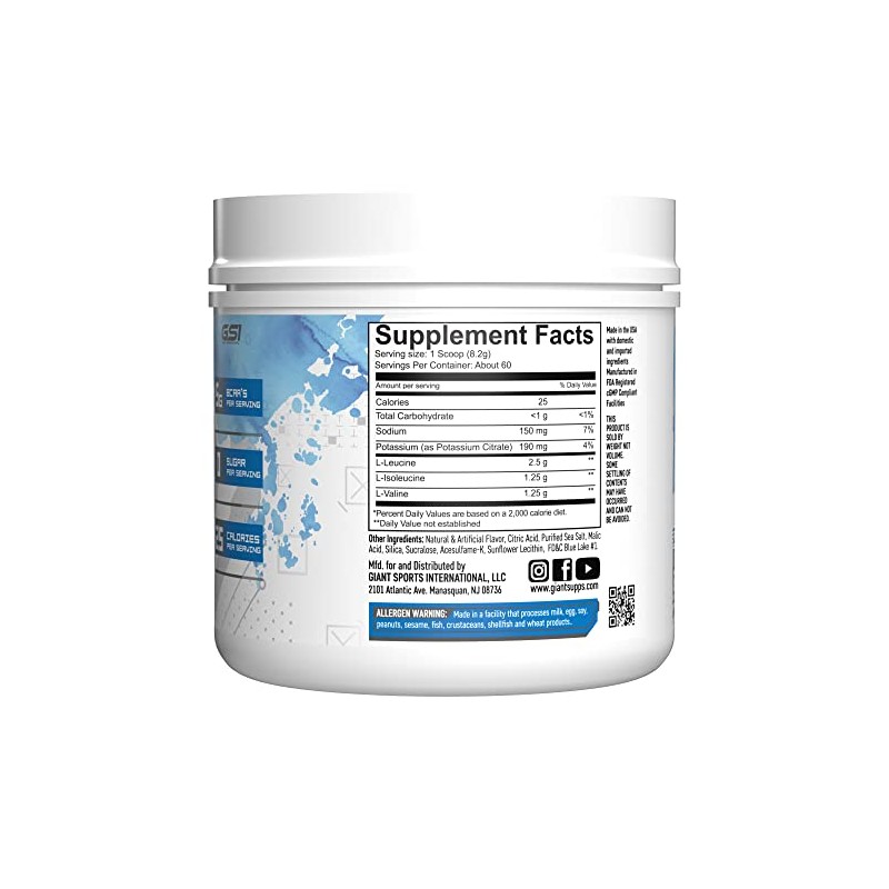 Giant Sports Performance Edge Series BCAA 60 Serving (Blue Raspberry,