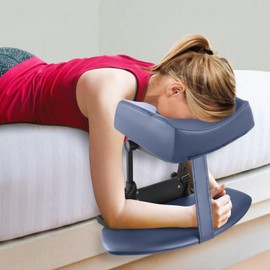 EBANKU Mattress Top Massage Kit, Adjustable Headrest Face Cradle Cushion, Face Down Pillow with Massage Table Armrests for your bed at home (Square Gray)