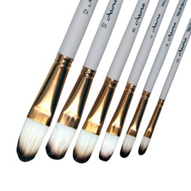 Arora Synthetic Hair Filbert Tip Paint Brush Set for Watercolor & Acrylic Painting of 6pc